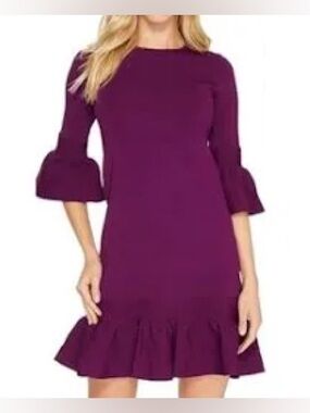 Ted Baker London Tynia Purple Bell Sleeve Peplum Ruffle Dress Size 2 (US 6)